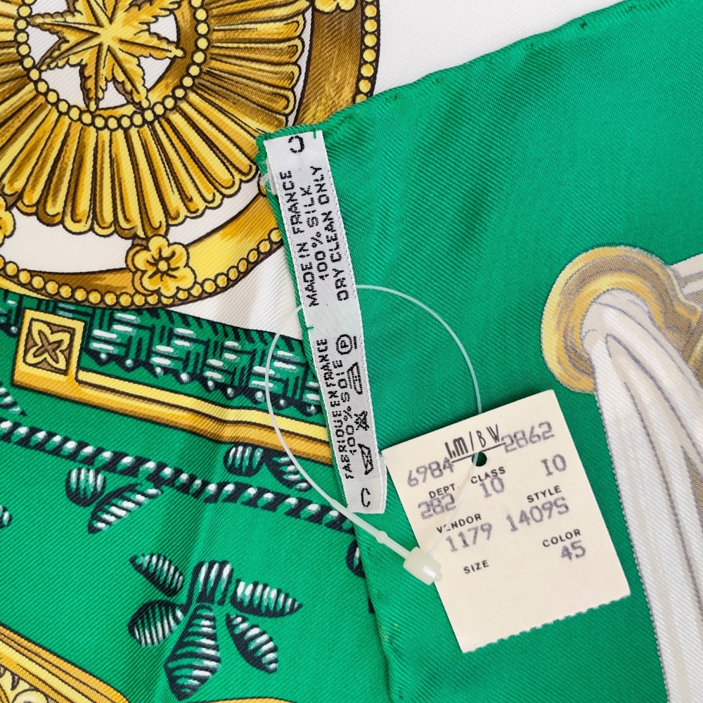 NWT Vintage Hermes Scarf "Etriers" Green - Picture 3 of 10